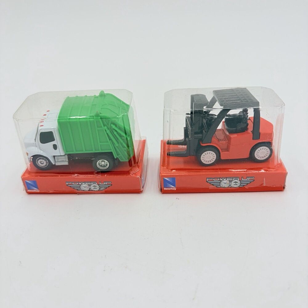 NEWRAY POWER UP Garbage Truck & Forklift Pull Back Toy
